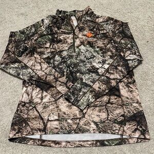 Nomad Forest Camo Long Sleeve Quarterzip Light Weight Pullover Size L